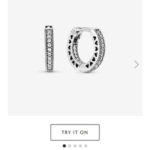 Pave heart hoop earrings from Pandora